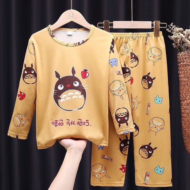 Pijamas para niños, conjunto de ropa para el hogar de manga larga para niñas de estilo coreano, ropa fina para aire acondicionado para bebés, ropa para niños de primavera y otoño