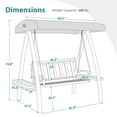 thumbnail image 4 of MCombo2-Seat Heavy Duty Patio Swing Chair with 660 lbs Capacity, Adjustable Canopy, Wood-Plastic Seat for Garden, Porch, Poolside, 4458(Grey), 4 of 10