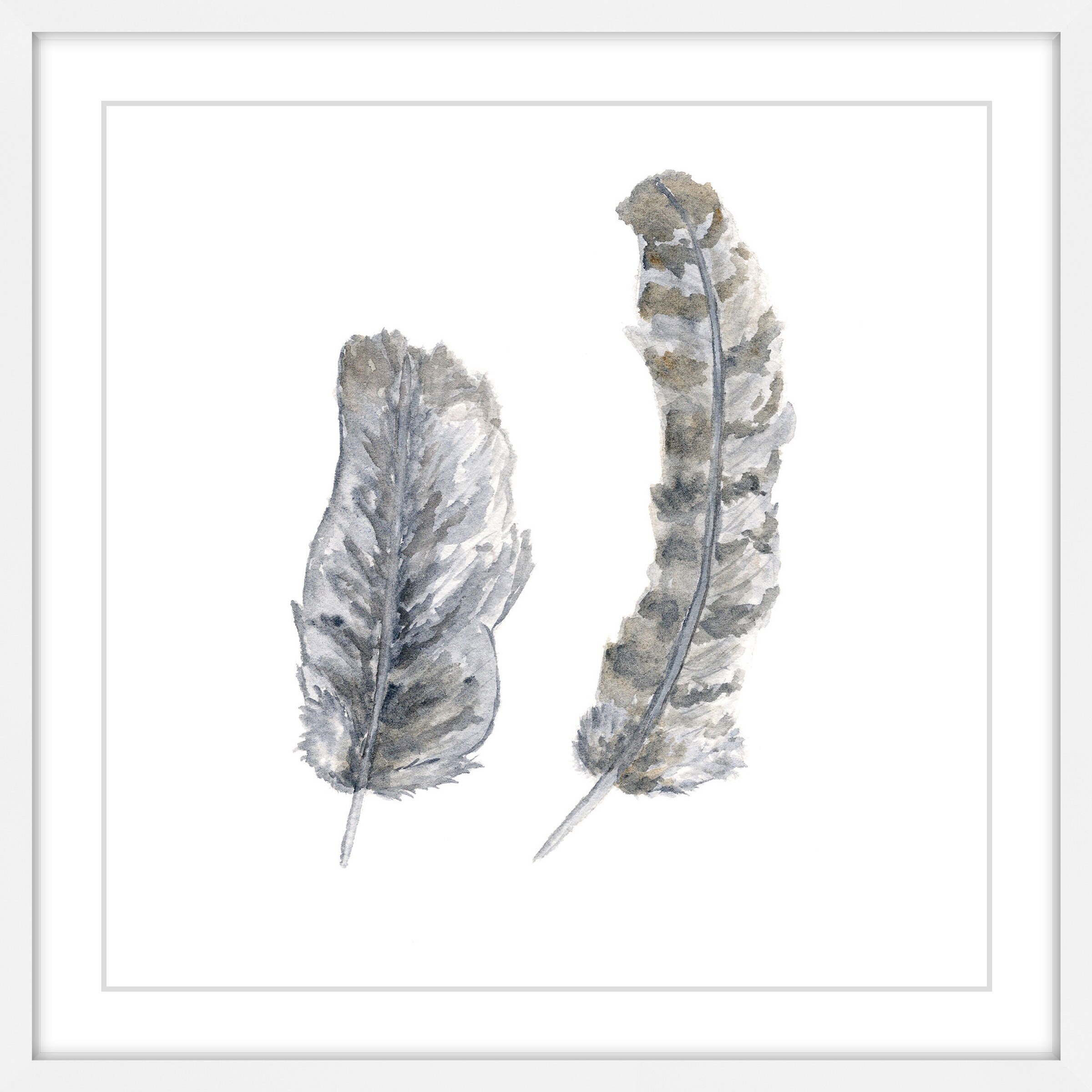 Marmont Hill "Brown-grey Feathers" by Thimble Sparrow Framed Painting Print