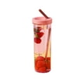 thumbnail image 3 of 700ml Straw Cup Transparent Plastic Water Bottle with Straw Portable Juice Cup Drinking Bottle Pink, 3 of 8