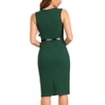 thumbnail image 3 of INSPIRE CHIC Sleeveless Sheath Dress for Women's Office Round Neck Belted Business Pencil Dresses S Green, 3 of 6