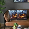 thumbnail image 5 of Halloween Throw Pillow Covers, Halloween Pumpkin Monster B Halloween Decorations Square Pillow Cases with Invisible Zipper for Bed Couch Sofa, Farmhouse Halloween Decor-2 Pack 20x20, 5 of 6