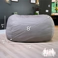 thumbnail image 3 of Big Joe Fuf 8Ft Giant Foam Bean Bag Chair, Oversized Couch with Removable Cover for Kids, Teens, Adults, Fog Lenox, Durable Woven Polyester, 8 Foot, 3 of 7