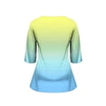 thumbnail image 6 of XUNKUSGA Plus Size Womens Tops Summer Loose Gradient Tunic Tops 3/4 Sleeve Boat Neck T Shirts for Women Lightweight Casual Dressy Blouses for Women XL-5XL Blue, 6 of 6