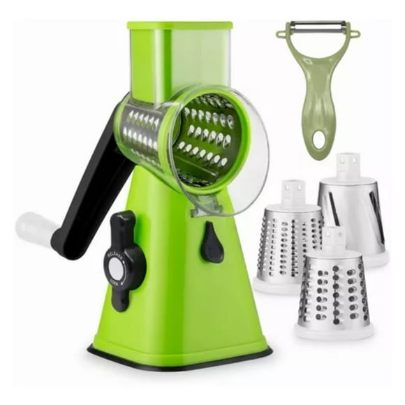 Rallador Cortador De Verdura Picador Manual Con 3 Cabezales BLOSOOM Verde