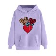thumbnail image 2 of Women Clothes Trendy Womens Fashion Tops Ndbuld Women's Print Winter Hoodie Pullover Tops Long Sleeved Comfortable Sweatshirt ,Purple,S, 2 of 5