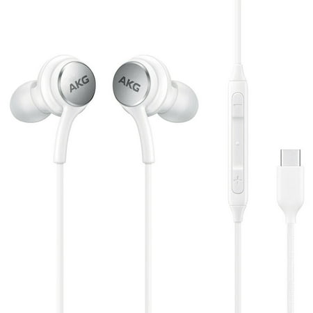 for Samsung Galaxy A50s USB C AKG Headphones Type C Earphones in-Ear Wired Headphones with Mic and Volume Control HiFi Stereo Noise - White