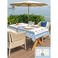 thumbnail image 4 of Outdoor Tablecloth with Umbrella Hole and Zipper, Spring Easter Rectangle Table Cloth 52x70 Inch Waterproof Tablecloth, Watercolor Floral Eggs Rabbits Truck Blue Picnic Table Cover for Patio Camping, 4 of 7