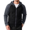 thumbnail image 3 of LTTVQM Autumn Mens Hoodie Classic Contrast Zip Hoodie Soft Fleece Relaxed Fit Everyday Layering Jacket Black 2XL, 3 of 8
