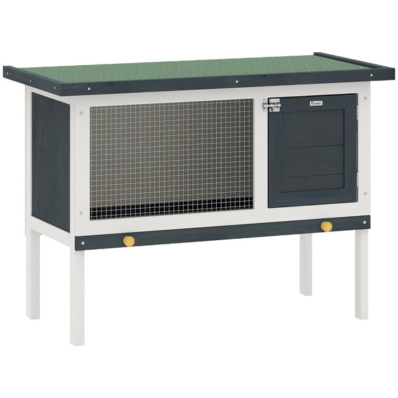 PawHut Wooden Outdoor Rabbit Hutch with Pull-Out Tray, Black