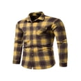 thumbnail image 3 of JUNWELL Christmas Mens Flannel Plaid Shirt Thick Warm Winter Fleece Tops Shirt Blouse Black White S, 3 of 8