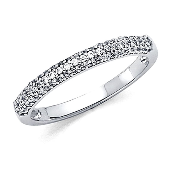 14k White Gold Cubic Zirconia Wedding Band Ring Size 7 Wedding Band for Women and Men - 1.9 Grams