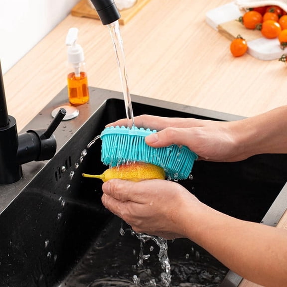 Silicone Vegetable Brush Double Sided Dish Scrubber for Pots and Pans – Food Grade Non Scratch Kitchen Cleaning Tool for Produce and Nonstick Cookware