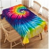 WISH TREE Tablecloth Tie Dye, Abstract Rainbow Swirl Tie Dye Table Cloth for Kitchen Dining Tabletop Decoration Parties Weddings, Rectangle Tablecloth