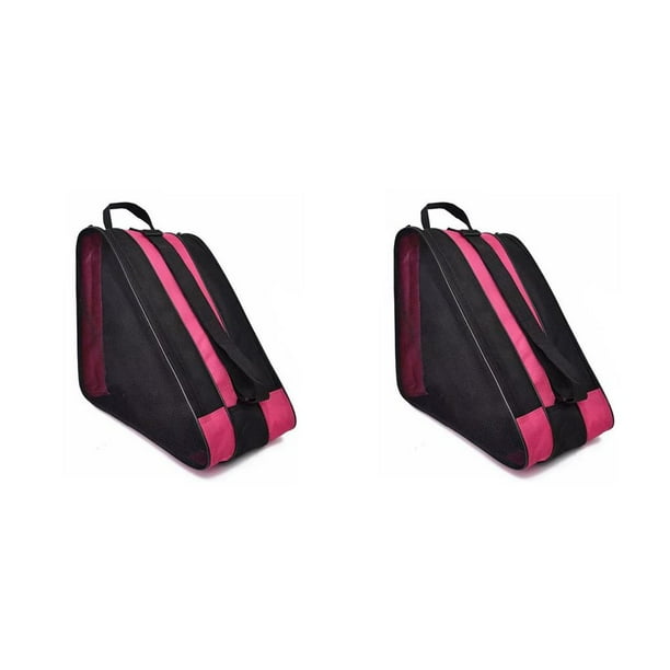 Eigraketly Roller Oxford tela transpirable malla lateral zapatos de skate bolsa botas engrosadas accesorio de tren estuche de almacenamiento de Rosado 2piezas