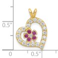 thumbnail image 3 of 10K Gold CZ Heart & Flower Pendant Charm Jewelry, 3 of 3