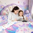 thumbnail image 5 of Manfei Watercolor Axolotl Pattern 7-Piece King Bedding,3D Print Salamander King Bed in a Bag,Colorful Stars Reversible, 5 of 7