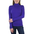thumbnail image 6 of ToBeInStyle Women's Soft Cotton Long Sleeve Turtleneck Sweatshirt - Lazuli Blue - Large, 6 of 7