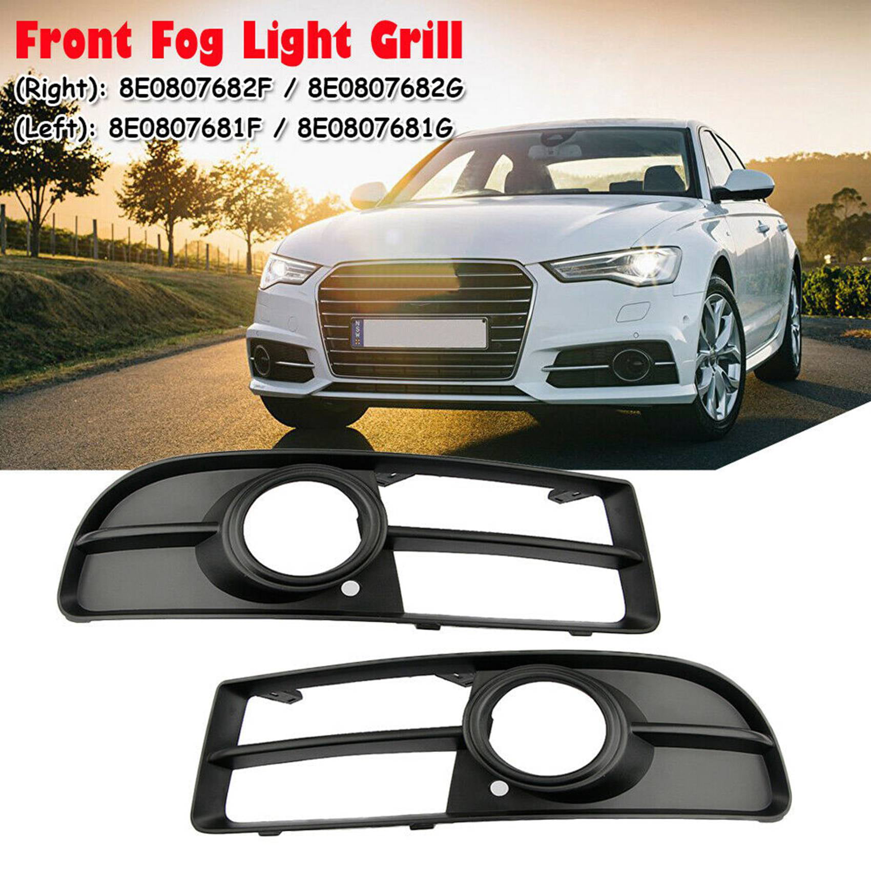 Front Driver Right Fog Light Grille Cover For Audi A4/B7/Sedan/Avant/Cabriolet