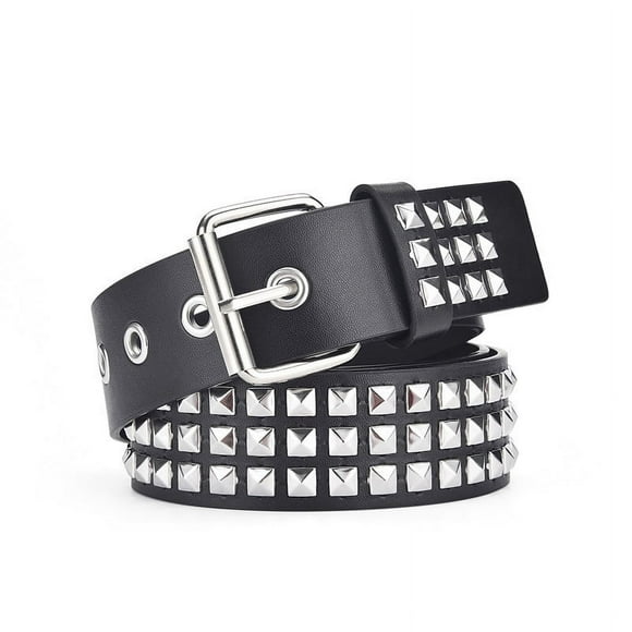Studded Belt, Metal Punk Rock Rivet Belt with Bright Pyramid Studded for Women Men