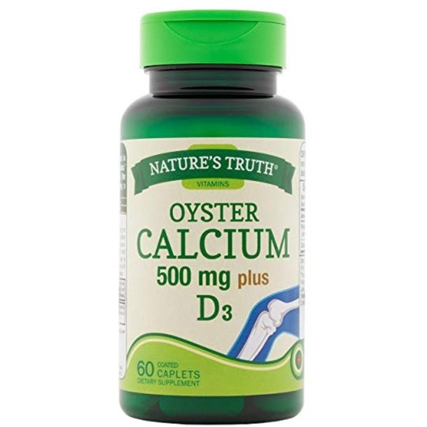 Nature's Truth Oyster Calcium with Vitamin D3 Tablets, 500 mg, 60 Count