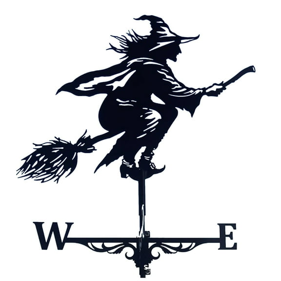 Weather Vane, Black Witch Shape Weather Vane, Halloween Weather Vane, for Garden Roof Outdoor Patio Decoration.