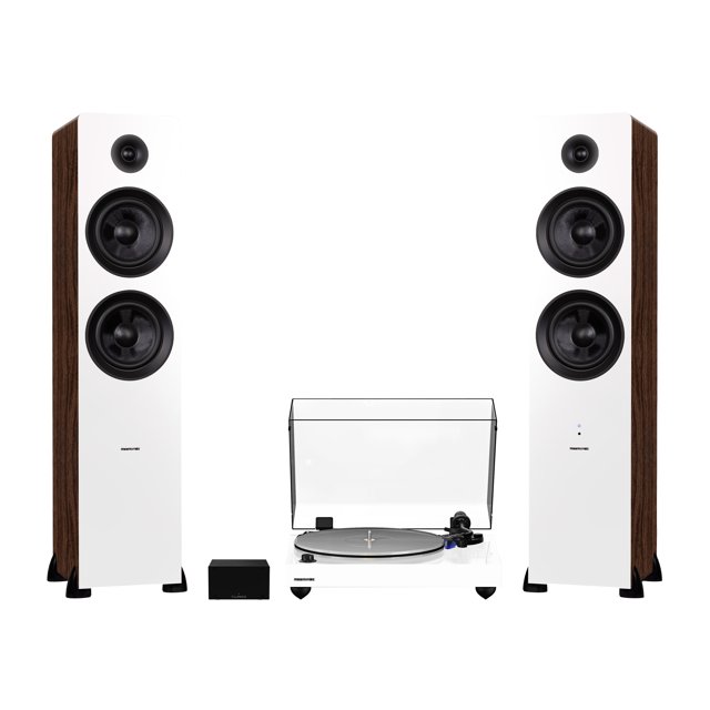 Fluance RT85 Reference High Fidelity Vinyl Turntable (White), PA10 Phono Preamp and Ai81 Powered Floorstanding Speakers (White Walnut), Ortofon 2M Blue Cartridge, 150W Class D Amplifier, Bluetooth