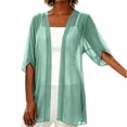 thumbnail image 2 of Antinious Women Casual Chiffon 3/4 Sleeve Cardigan Tunic Casual Shirt, 2 of 5