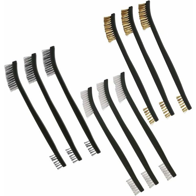 Cepillos de alambre, mini cepillos de alambre de 9 piezas para limpiar escoria de soldadura, óxido y polvo