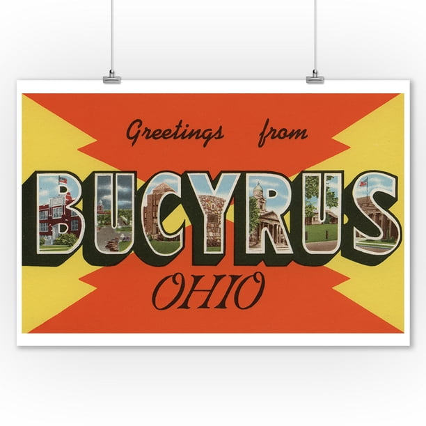 Bucyrus, Ohio Large Letter Scenes (9x12 Art Print, Wall Decor Travel
