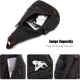 thumbnail image 5 of （Marrón）Bolso de pecho retro para hombre, mochila para mujer, bolso bandolera de lona, ​​bolso bandolera para negocios, universidad, escuela, ciclismo, camping, viajes, 5 of 5