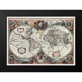 thumbnail image 2 of Hondius, Hendrik 24x18 Black Modern Framed Museum Art Print Titled - Nova Totius Terrarum Orbis Tabula, 2 of 5