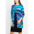 thumbnail image 2 of Danny & Nicole Scoop Neck Sleeveless Zipper Back Multi Print Dress with Matching Jacket-BLACK TEAL / 18, 2 of 8