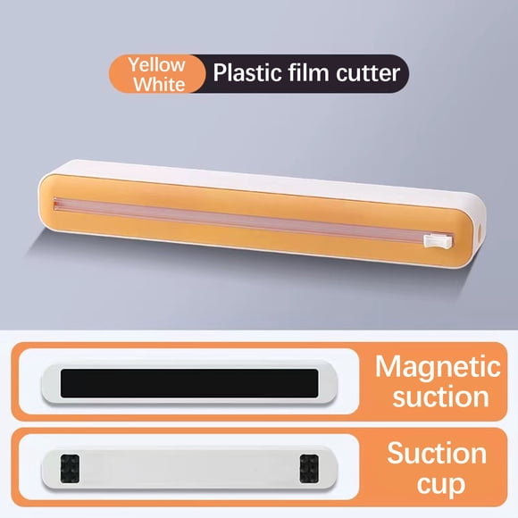 Dvkptbk Wrap Dispenser Plastic Wrap Dispenser with Cutter,Household Suction Cup Cling Film Cutter Magnetic Adjust-Able Cling Film Divider Kitchen Essentials