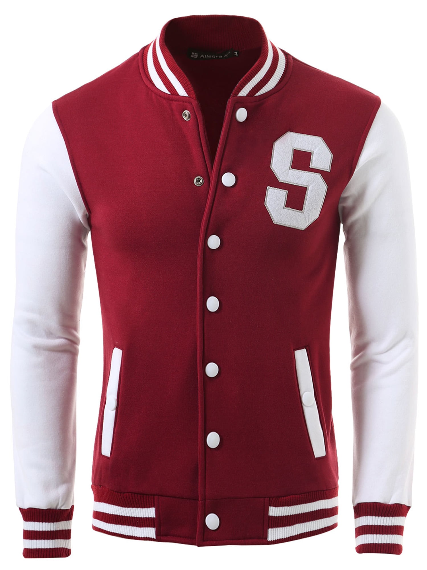 Men's Baseball School Varsity Buttons Letterman Bomber Jacket - Walmart.com