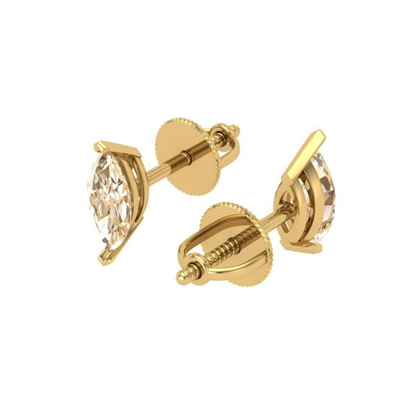 1.0 Ct Marquise Cut Studs Natural Morganite 18K Yellow Solid Solid Gold Everyday Dainty Earrings Push Back