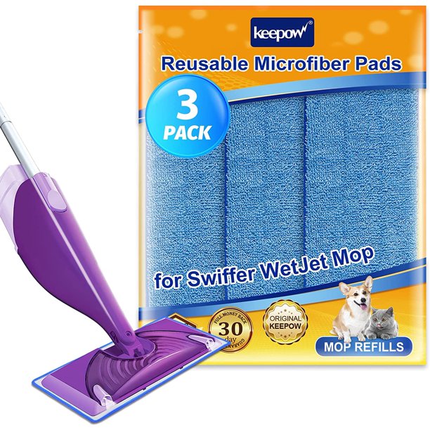 KEEPOW Reusable Wet Jet Pads Compatible with Swiffer Wet Jet Mop, Microfiber Mop Refill for Wet