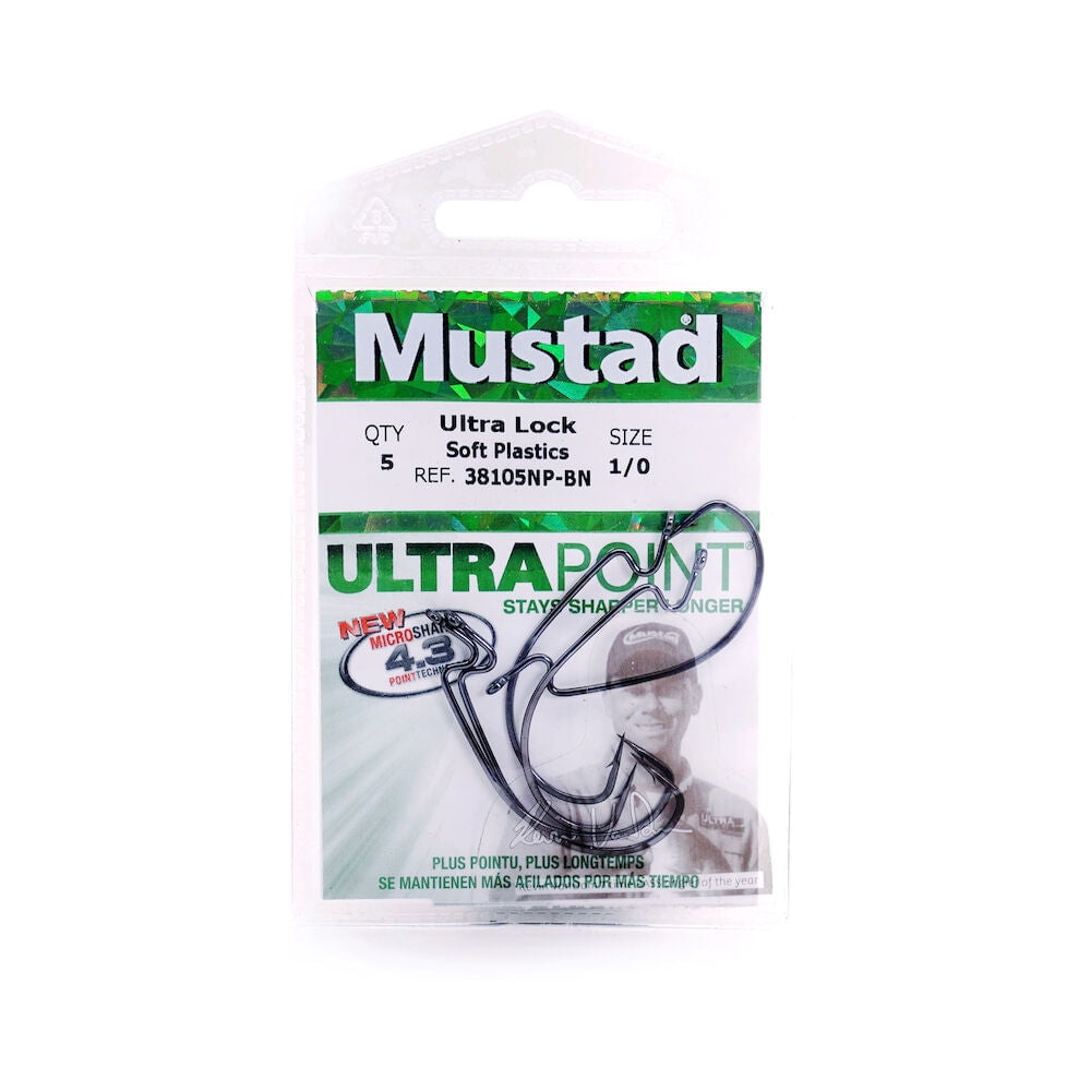 Mustad 38105 Ultra Lock Soft Plastic Wide Gap Hook