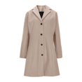 thumbnail image 2 of Women's Retro Style Trench Coat, Solid Color Notched Lapel Button Front Coat, Business Casual A-Line Mid-Length Coat, Slim Fit Wool Blend Jacket for Women, Classic Fall and Spring Outerwear Khaki XXL, 2 of 5