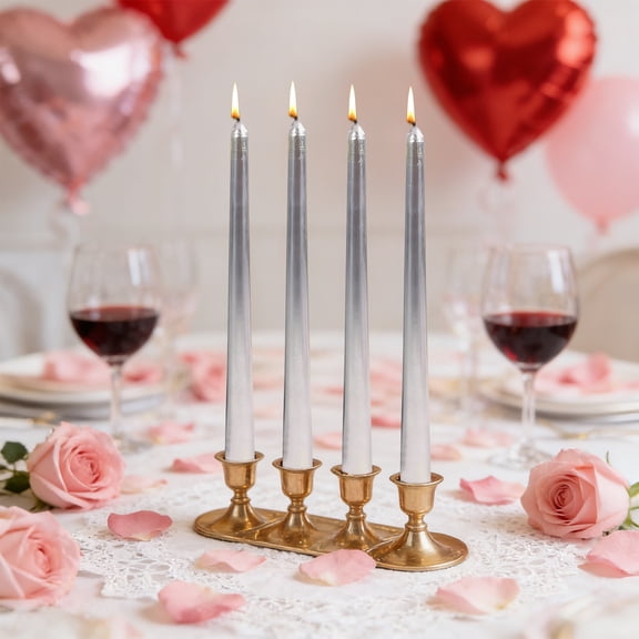 Kumdkd 4-Pack Electroplated Taper Candles 9.84in, Twisted Dripless Long Candles for Romantic Wedding, Dining Table, Restaurant & Holiday Decorations
