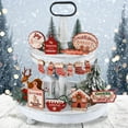 thumbnail image 4 of HCTSHG Christmas Tiered Tray Decoration Set, Includes Stocking Ornament and Road Sign, Fall Country Farmhouse Wood Beads Tabletop Sign for Christmas Table Decor, 4 of 5