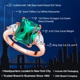 thumbnail image 2 of Gem Stone King 18K Rose Gold Plated Silver Green Nano Emerald and White Moissanite 3 Stone Ring for Women (6.42 Cttw, Emerald Cut 12X10MM, Trillion 5X5MM, Gemstone May Birthstone, Size 8), 2 of 4