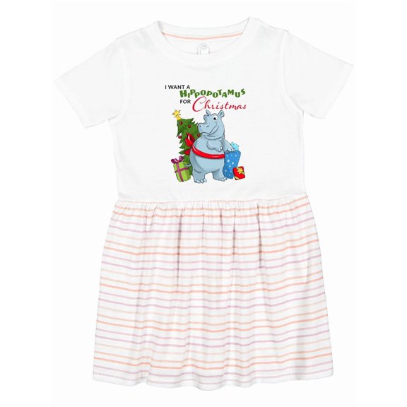Inktastic I Want a Hippopotamus for Christmas Girls Toddler Dress