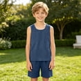 thumbnail image 2 of Gubotare Summer Pajamas Boys Unisex Babies' Snug-Fit Cotton Footed Pajamas 11T 12T (Blue,11-12 Years), 2 of 5