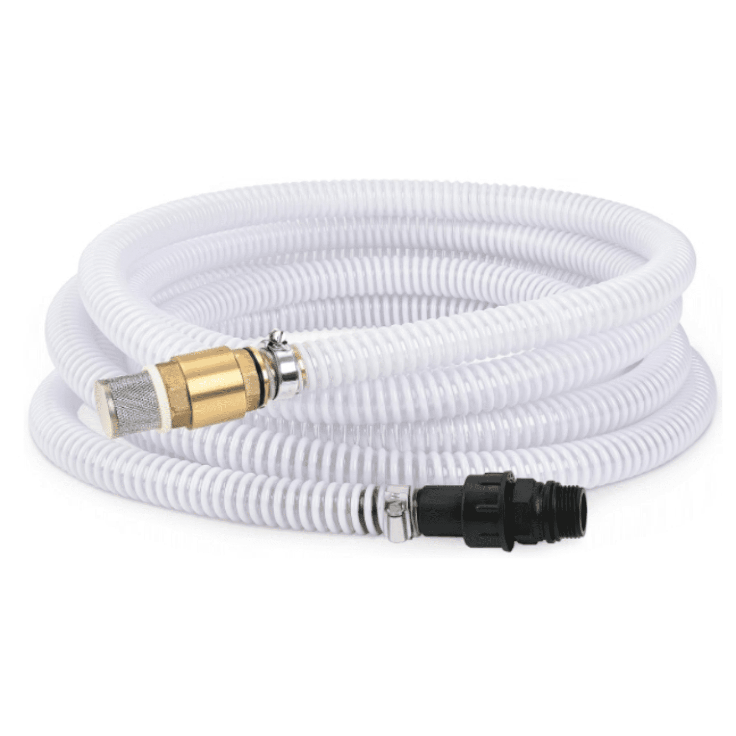 23FT x 1" Suction Hose Kit with Brass Fitting Check Valve and NPT 1" Thread, Water Intake Hose Set, Aspiration Hose for Well Shallow Sprinkler Garden Booster Pump, White