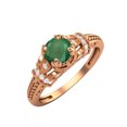 thumbnail image 2 of 5 MM Round Shape Emerald 925 Sterling Silver Rose Plated Blossom Design Ring, 2 of 3