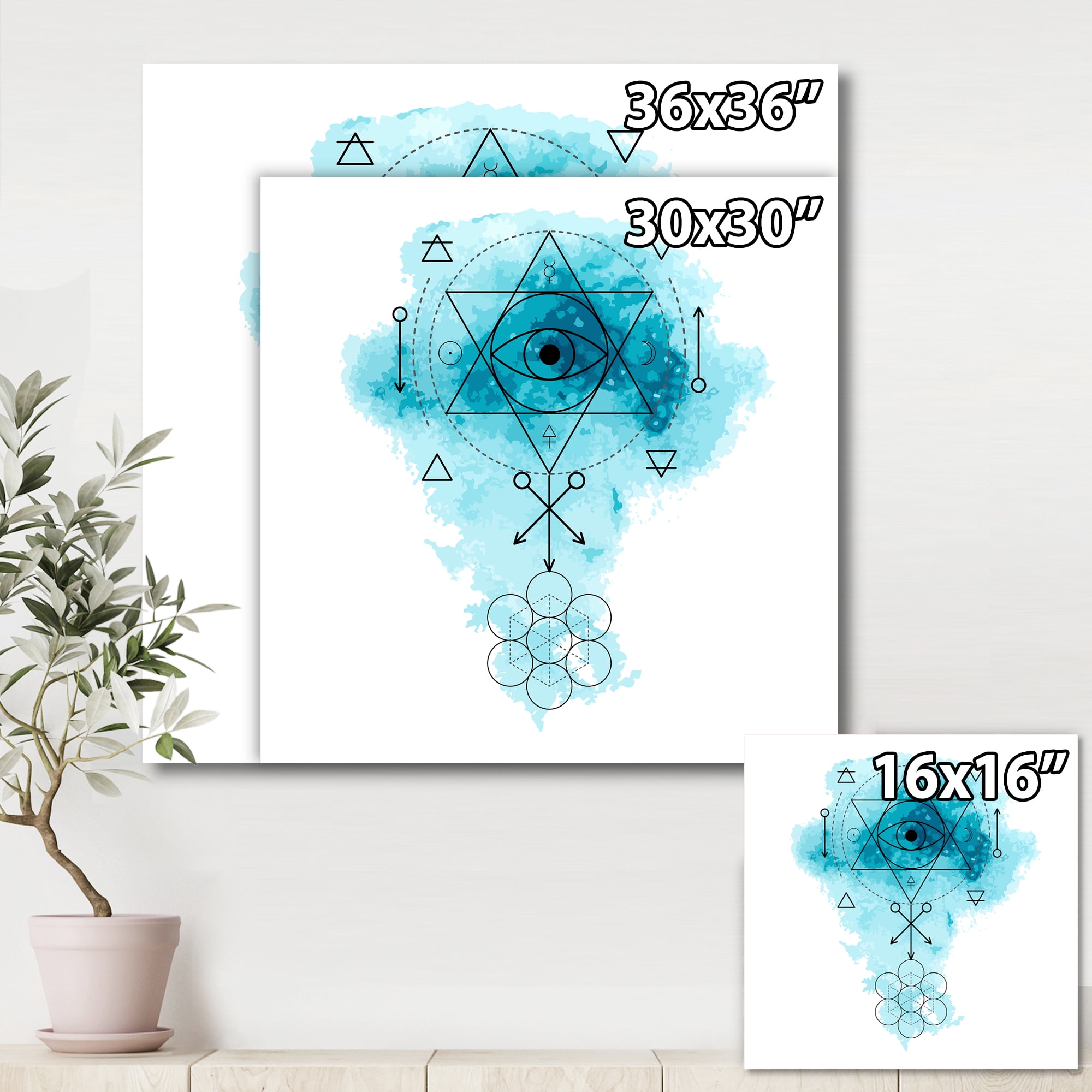Designart ' Sacred Geometry and Symbol of Alchemy II ' Bohemian & Eclectic Canvas Wall Art Print