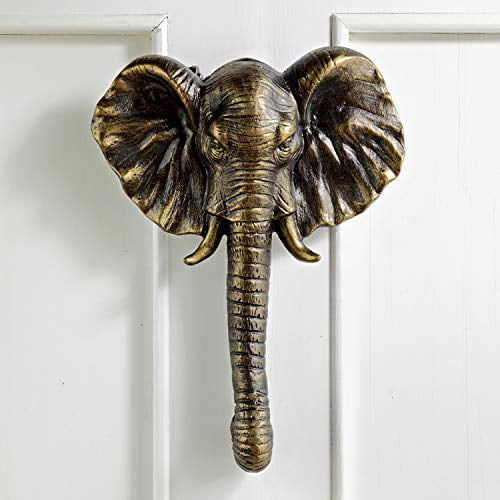 Dark Brown / Black Quirky Animal Solid Brass Elephant Head Door Knocker