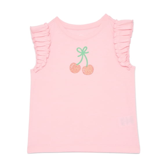 Wonder Nation Toddler Girls Tee with Flutter Sleeves, Sizes 18M-5T