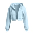 thumbnail image 5 of Cropped Zip Up Hoodie Women Long Sleeve Drop Shoulder Casual Hooded Sweatshirt Y2k Crop Jacket Fall Winter Coat Outerwear, 5 of 5